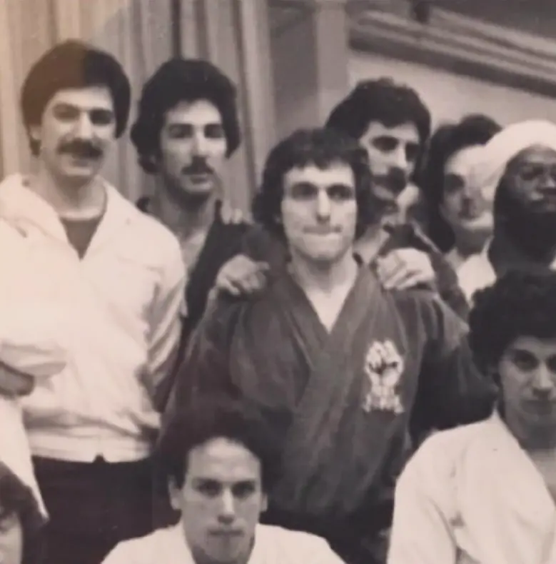 Shihan Vincent Merenda with students at the dojo in the 1970s.